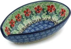 polish pottery spoon rest 5-inch made by ceramika artystyczna (maraschino theme)
