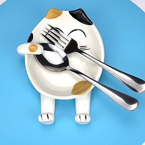 Ceramic Spoon Rest for Kitchen Multifunction Cute Cat Spatula Rack Cooking utensil holder,cover Lid Holder for Stove,Kitchen Decor Gift (yellow cat)