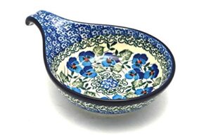 polish pottery spoon/ladle rest - winter viola