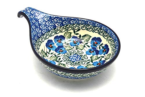 Polish Pottery Spoon/Ladle Rest - Winter Viola