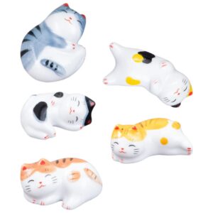 sherchpry cute cat ceramic chopsticks holder stand rest lucky cat spoon fork knife stand animal party decoration for holiday party dining table 5pcs