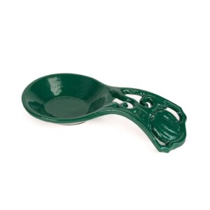 minluful spoon rest holder for stove top, sturdy and unbreakable cast iron spoon rest ladle holder for kitchen counter, keep stovetop countertop clean, pumpkin green