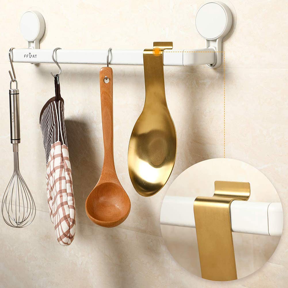 Pretty Jolly Stainless Steel Gold Spoon Rest for Kitchen Counter Cooking Utensil Rest Spoon Ladle Holder for Stove Top Rust Resistant Large Size Spatula Rest Dishwasher Safe 9.61 x 3.74 Inch(1PCS)