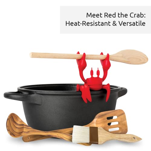 OTOTO Pack of 2 - Aqua the Crab Spoon Rest + Red the Crab Utensil Holder