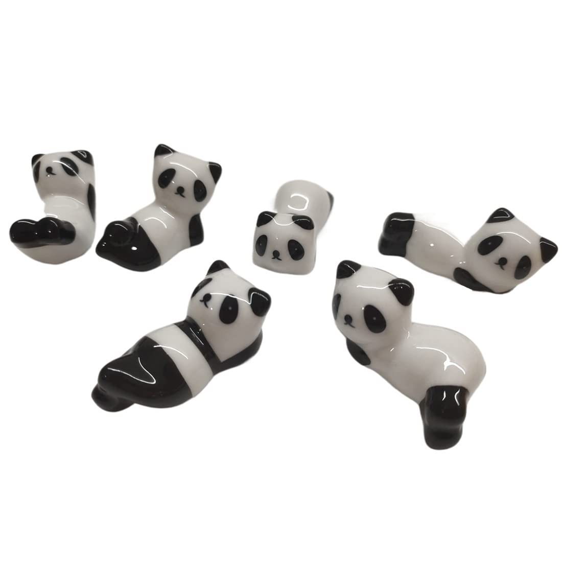 6 Pack Cute Ceramic Panda Stand Rest Rack, Mini Chopsticks Stand Holder for Forks, Spoons, Knife, Tableware, Paint Brushes Home Decoration