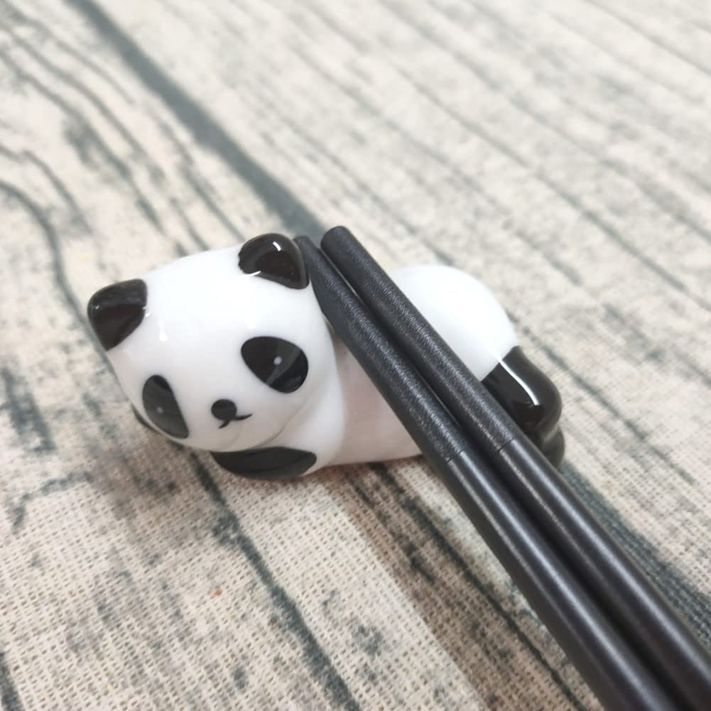 6 Pack Cute Ceramic Panda Stand Rest Rack, Mini Chopsticks Stand Holder for Forks, Spoons, Knife, Tableware, Paint Brushes Home Decoration