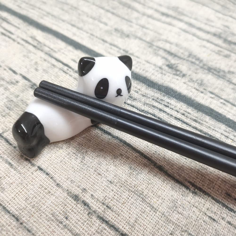 6 Pack Cute Ceramic Panda Stand Rest Rack, Mini Chopsticks Stand Holder for Forks, Spoons, Knife, Tableware, Paint Brushes Home Decoration