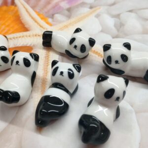 6 Pack Cute Ceramic Panda Stand Rest Rack, Mini Chopsticks Stand Holder for Forks, Spoons, Knife, Tableware, Paint Brushes Home Decoration