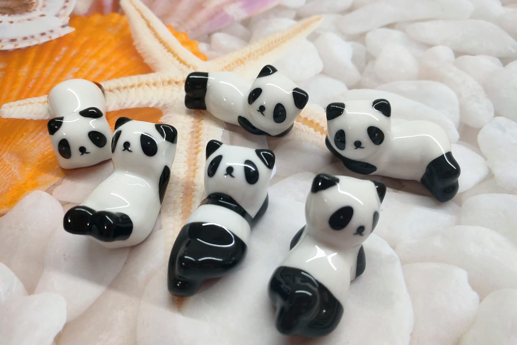 6 Pack Cute Ceramic Panda Stand Rest Rack, Mini Chopsticks Stand Holder for Forks, Spoons, Knife, Tableware, Paint Brushes Home Decoration