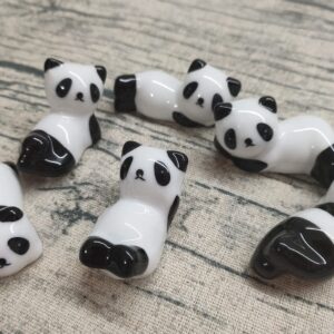 6 Pack Cute Ceramic Panda Stand Rest Rack, Mini Chopsticks Stand Holder for Forks, Spoons, Knife, Tableware, Paint Brushes Home Decoration