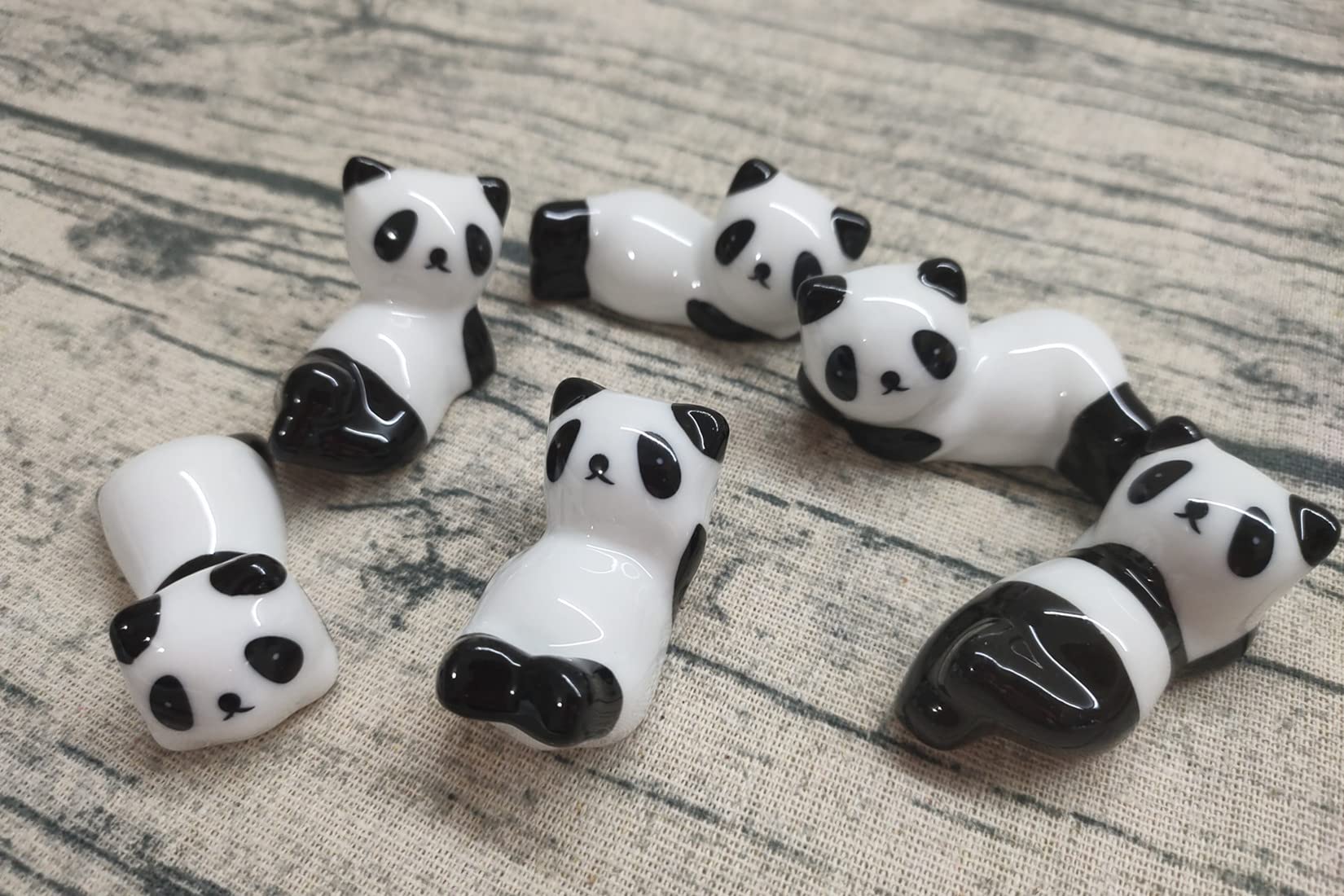 6 Pack Cute Ceramic Panda Stand Rest Rack, Mini Chopsticks Stand Holder for Forks, Spoons, Knife, Tableware, Paint Brushes Home Decoration