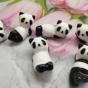 6 Pack Cute Ceramic Panda Stand Rest Rack, Mini Chopsticks Stand Holder for Forks, Spoons, Knife, Tableware, Paint Brushes Home Decoration