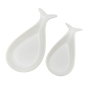 fish spoon rest ceramic for kitchen set of 2, white