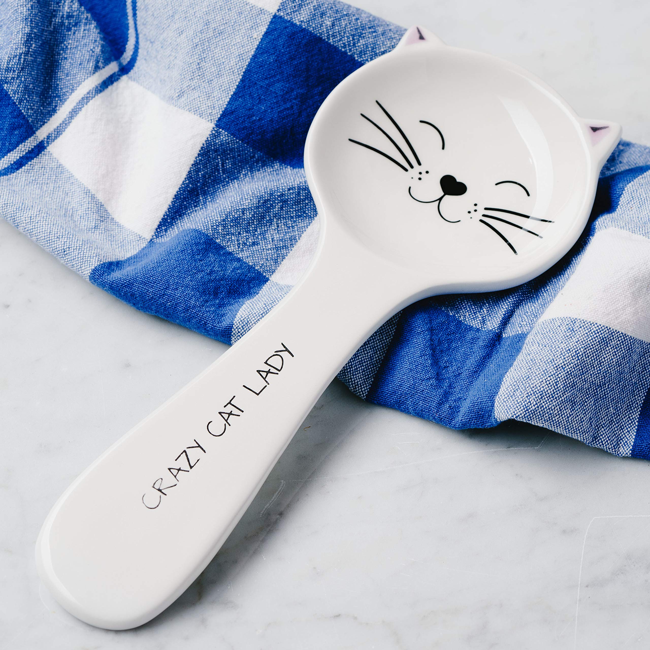 Pavilion Gift Company Crazy Cat Lady-10 spoon rest, 10", White