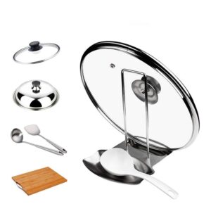 echi 2 in 1 progressive lid and spoon rest,multifunctional lid and spoon holder,high quality food-grade thick stainless steel