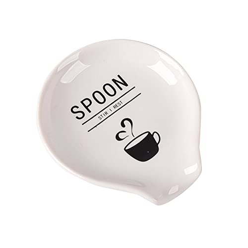 Coffee Spoon Rest Ceramic Coffee Spoon Holder Small Spoon Rest Coffee Station Decor Coffee Bar Accessories Porcelain Teaspoon Plates for Countertop Coffee Lovers Gift for Women and Men