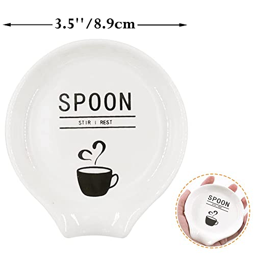 Coffee Spoon Rest Ceramic Coffee Spoon Holder Small Spoon Rest Coffee Station Decor Coffee Bar Accessories Porcelain Teaspoon Plates for Countertop Coffee Lovers Gift for Women and Men