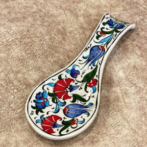 IstanbulArtWorkshop Turkish Ceramic Spoon Rest For Kitchen, Handmade Pottery Spoon Holder, Spoon Rest For Kitchen