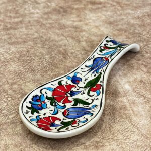 IstanbulArtWorkshop Turkish Ceramic Spoon Rest For Kitchen, Handmade Pottery Spoon Holder, Spoon Rest For Kitchen