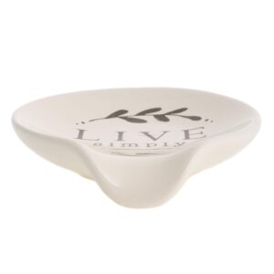 DEMDACO Live Simply Floral 4.5 x 4 Glossy White Ceramic Stoneware Kitchen Spoon Rest