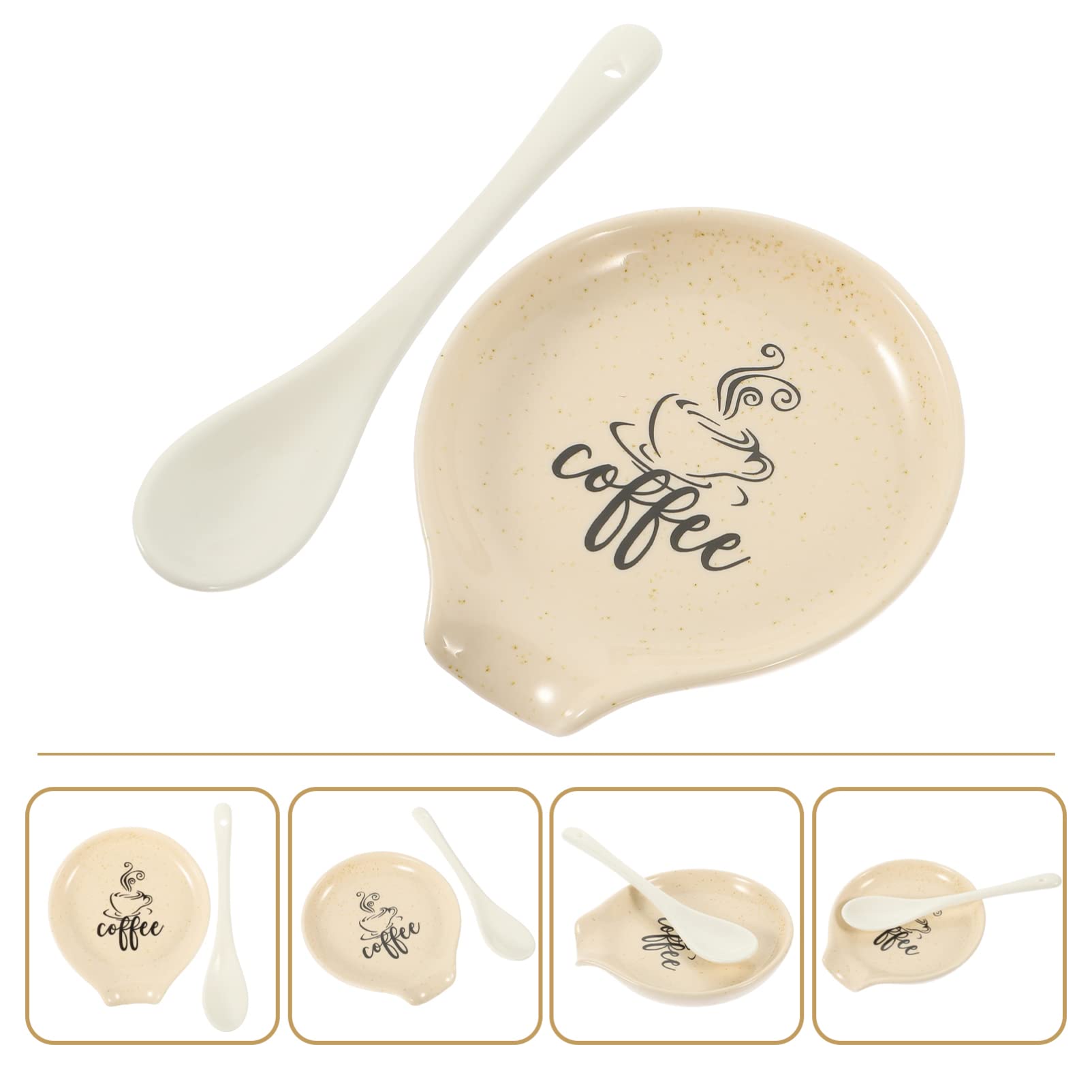 Cabilock 1 Set Ceramic Spoon Rest Spoon Rest for Kitchen Soup Spoon Rest Ceramic Kitchen Utensil Coffee Spoon Small Spoon Rest Coffee Cups Ceramic Spoon Holder Ceramics Delicate Spatula