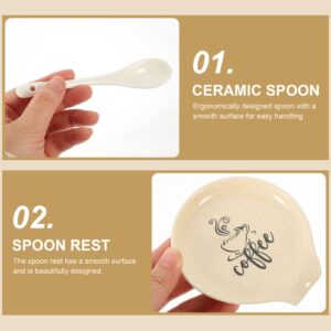 Cabilock 1 Set Ceramic Spoon Rest Spoon Rest for Kitchen Soup Spoon Rest Ceramic Kitchen Utensil Coffee Spoon Small Spoon Rest Coffee Cups Ceramic Spoon Holder Ceramics Delicate Spatula