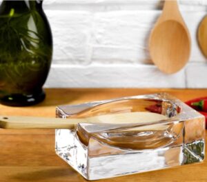 nude cruet glass spoon rest, lead-free, crystal, kitchen utensil cooking holder, decor and accessories for kitchen (clear)