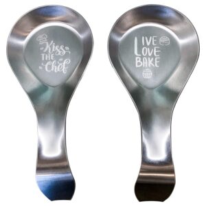 spoon rest kitchen utensil holder – tools for stove top and pot, stainless steel with two unique designs perfect as gift for moms and for people that love cooking gadgets