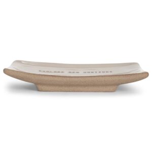 Demdaco Explore New Horizons Cream and Beige Stripe 6 x 3.5 Stoneware Everyday Kitchen Rectangle Spoon Rest