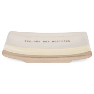Demdaco Explore New Horizons Cream and Beige Stripe 6 x 3.5 Stoneware Everyday Kitchen Rectangle Spoon Rest