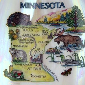 Minnesota State Map Pearl Souvenir Collectible Spoon Rest agc