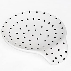 ml's home polka dot spoon holder - ceramic spoon rest for kitchen counter, stove top | coffee spoon holder | spatula holder | utensil holder | ladle holder |, blackwhite