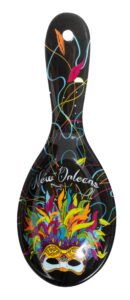 new orleans mardi gras black feather mask plastic souvenir spoon rest