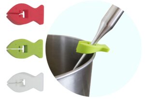 eiks set of 3 clip-on spoon rests clip anti-slip ladle holder handle rest utensils keeper heat resistance silicone for kitchen restaurant