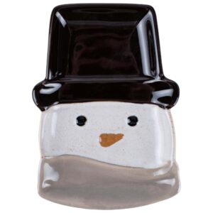 demdaco snowman top hat winter white 6 x 4.5 ceramic stoneware christmas spoon rest