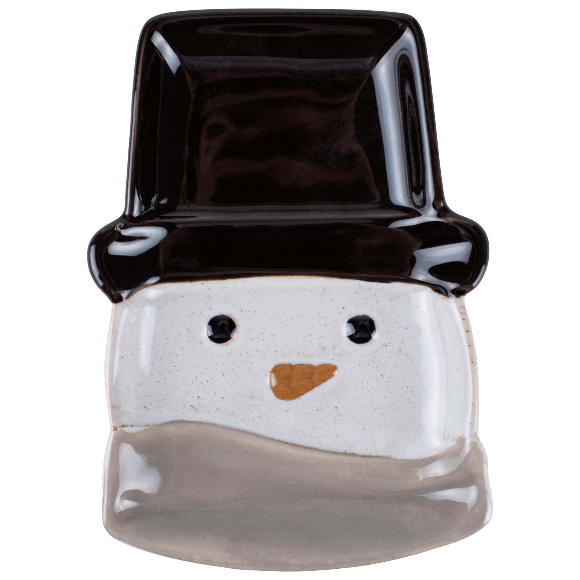 DEMDACO Snowman Top Hat Winter White 6 x 4.5 Ceramic Stoneware Christmas Spoon Rest