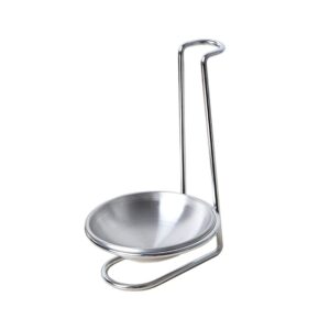1 piece stainless steel spoon rest holder with bowl spoon rack standing spoon rest vertical spoon rest soup ladle holder ladle rest for kitchen counter, silver