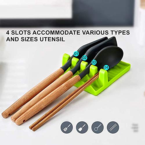 ENIVING 2PCS Kitchen Utensil Rest for Spoons Kitchen Utensil Holder for Countertop, Utensil Rest with Drip Pad for Multiple Utensils, Heat-Resistant, BPA-Free Spoon Rest & Spoon Holder for Stove Top