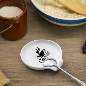 LRUIOMVE Engraved Coffee Spoon Rest Funny Farmhouse Counter Spoon Holder for Home Bar and Coffee Station Table - Decorative Accessories and Gifts for Coffee Lovers, Girlfriend, Wife, Husband, Friends