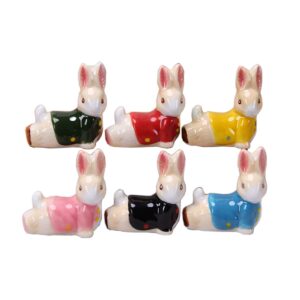 WAIT FLY WAIT FLY Cute Animals Shape Chopsticks Rest Set Spoon Stand Rest Set for Knife Fork Holder-Rabbits-6 PCS