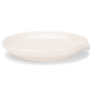 DEMDACO Heart Embossed Glossy Classic White 6 x 5 Stoneware Ceramic Oval Spoon Rest