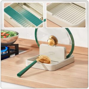 UPKOCH Pot Lid Holder Kitchen Lid Holder White Plastic Foldable Shovel Kitchen Spoon Rest