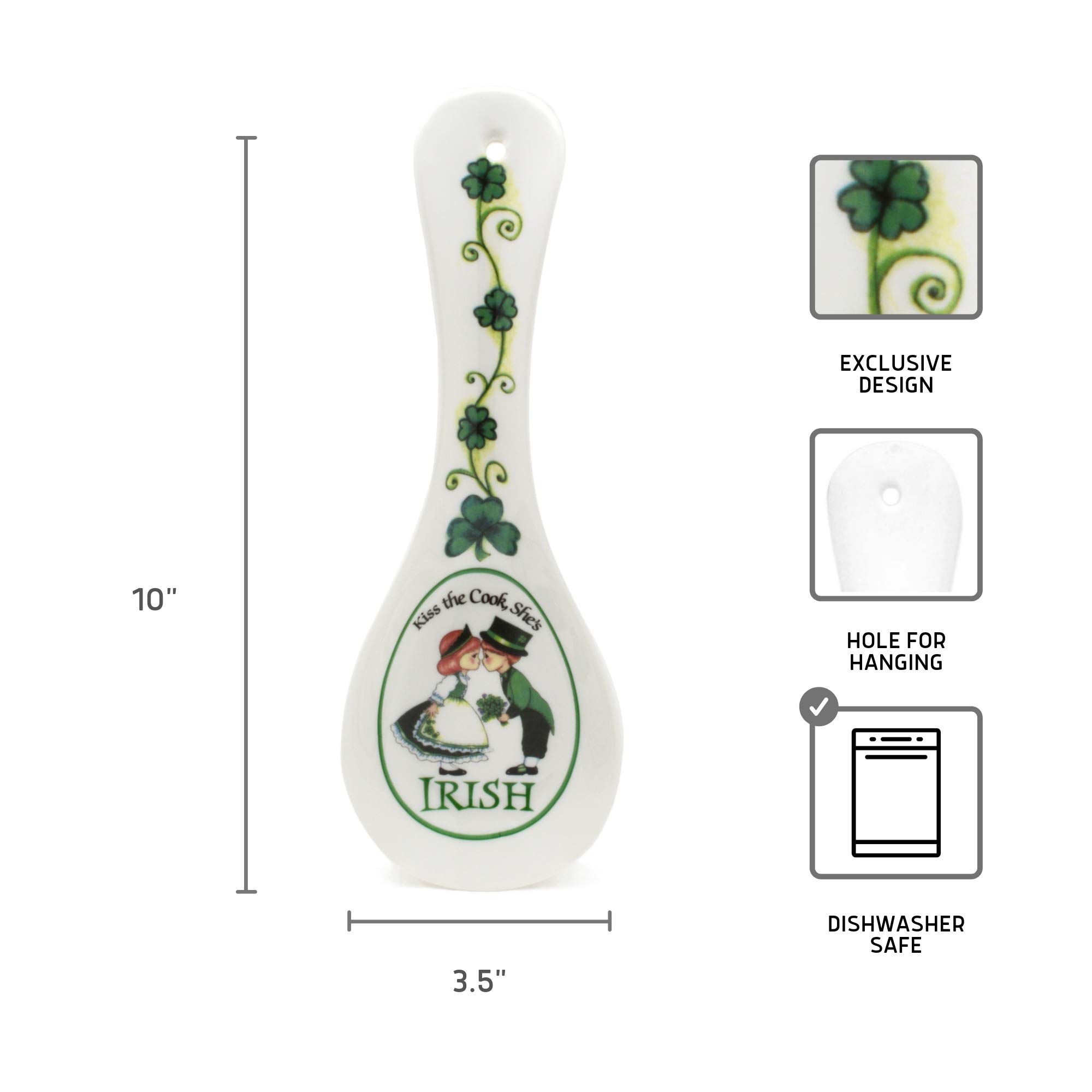 Decorative Ceramic Kitchen Spoon Rest by E.H.G | "Kiss The Cook, She's Irish"