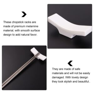 Desktop Stand 6Pcs Chopsticks Holder Rest Melamine Spoon Stand Rest Rack Server Utensil Rest Spatula Holder for Kitchen Cooking Stove Dishwasher White Holder