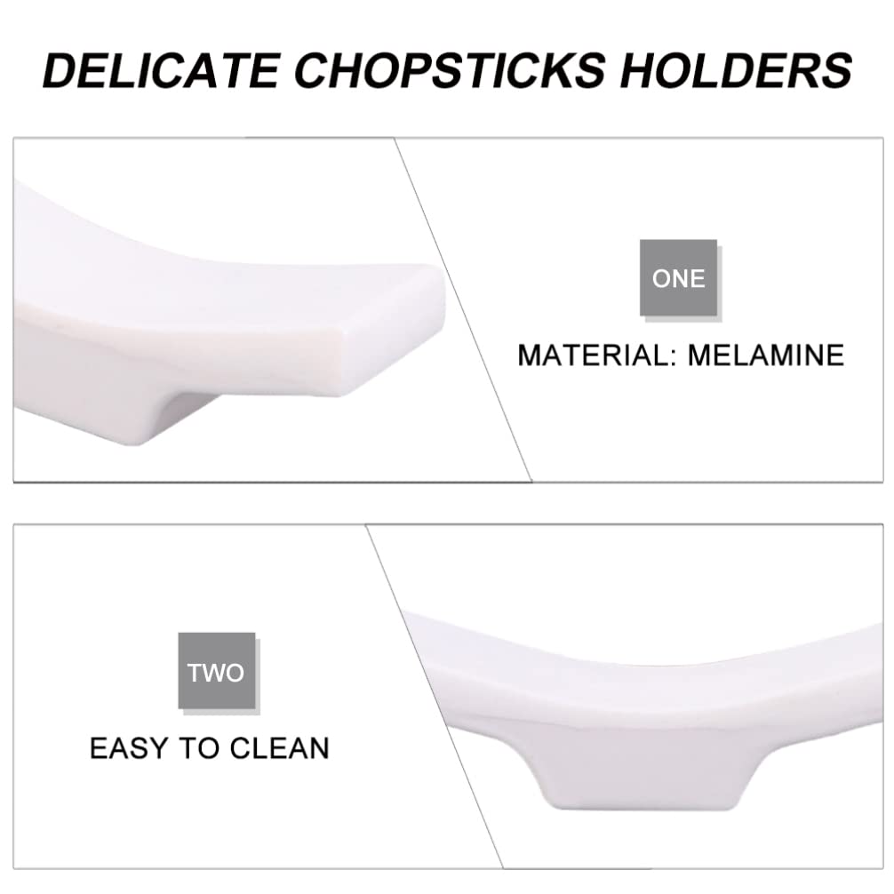 Desktop Stand 6Pcs Chopsticks Holder Rest Melamine Spoon Stand Rest Rack Server Utensil Rest Spatula Holder for Kitchen Cooking Stove Dishwasher White Holder