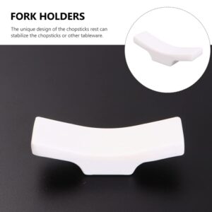 Desktop Stand 6Pcs Chopsticks Holder Rest Melamine Spoon Stand Rest Rack Server Utensil Rest Spatula Holder for Kitchen Cooking Stove Dishwasher White Holder