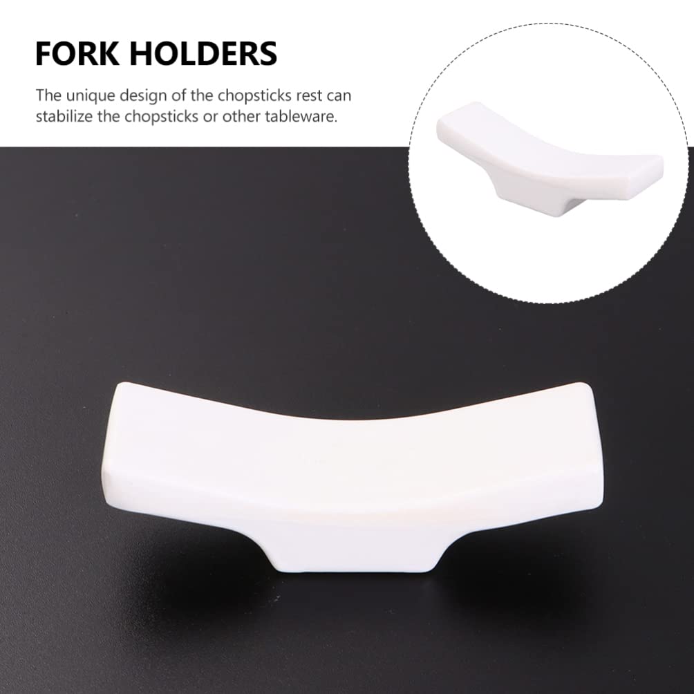 Desktop Stand 6Pcs Chopsticks Holder Rest Melamine Spoon Stand Rest Rack Server Utensil Rest Spatula Holder for Kitchen Cooking Stove Dishwasher White Holder