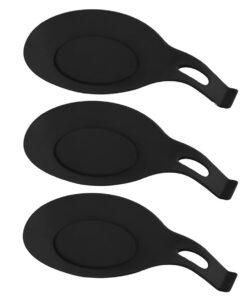 3pcs black silicone spoon rests kitchen scoop bracket stand spoon shelf utensil spatula holder for home restaurant supply