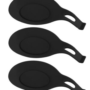 3PCS Black Silicone Spoon Rests Kitchen Scoop Bracket Stand Spoon Shelf Utensil Spatula Holder for Home Restaurant Supply