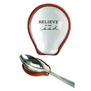 believe in the good glossy brown 2 x 3 terra cotta decorative countertop spoon rest